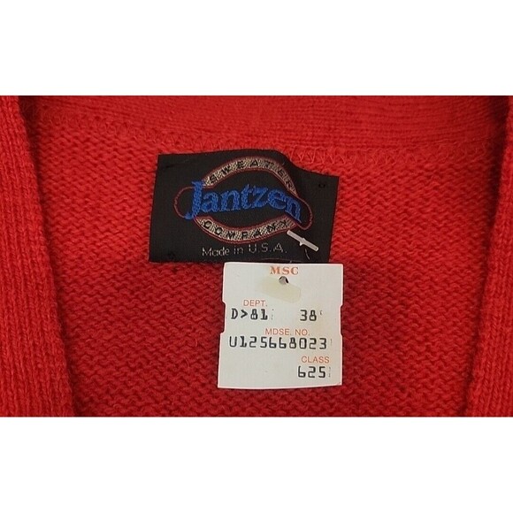 Vintage Jantzen Sweater Vest Men Large Red Button Holiday Preppy Cardigan Scotch - Picture 8 of 9